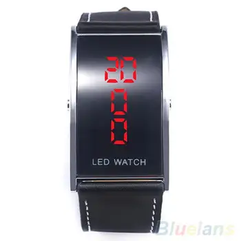 

Men's Women's LED Digital Date Rectangle Dial Faux Leather Strap Wrist Watch montre femme