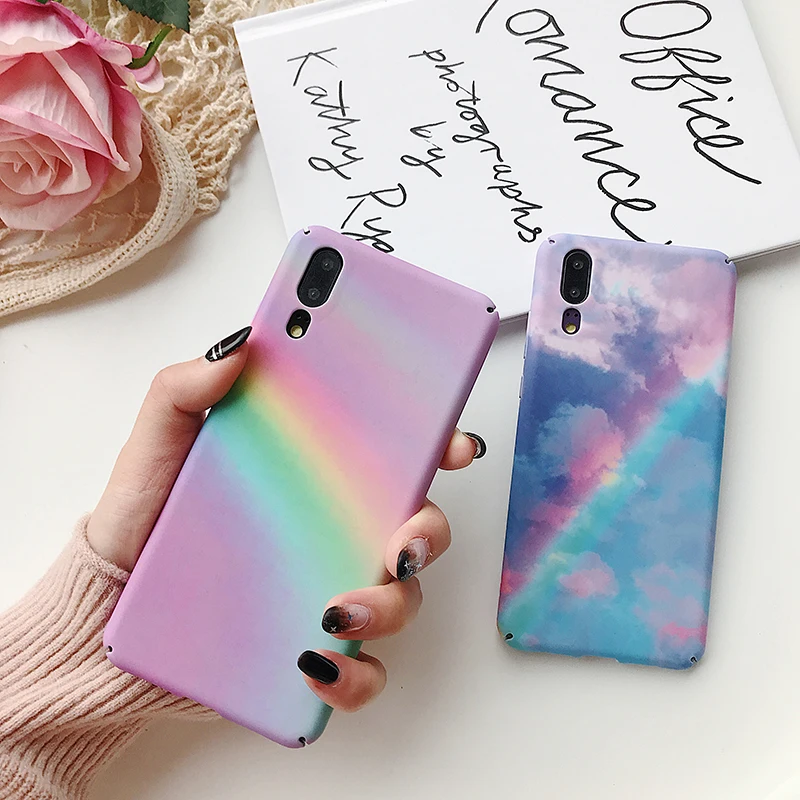 

Hard phone Cases For Huawei P20 Mate20 Pro Lite Rainbow hard PC cover For Honor 10 10Lite Nova4 P Smart 2018 back fundas Capa