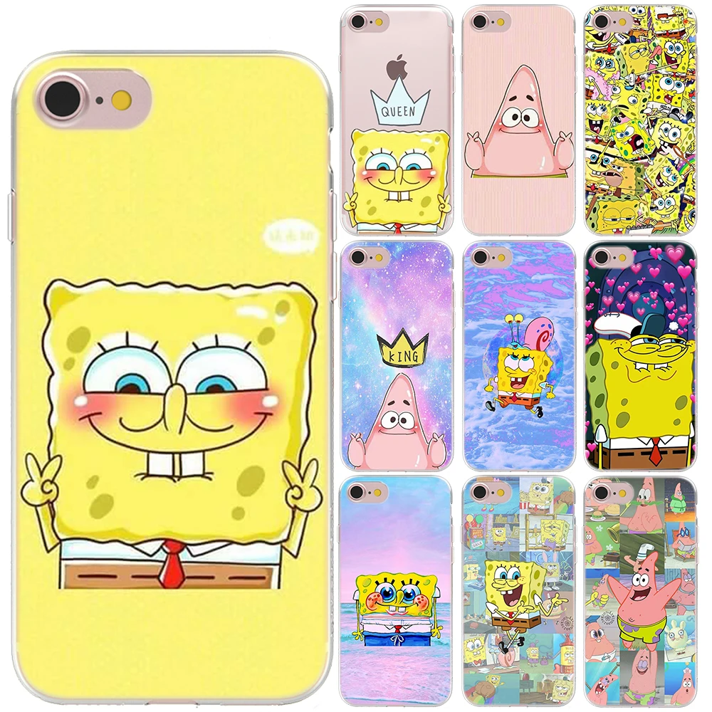 

SpongeBob Soft TPU Cover Case For iPhone 11 Pro XS MAX XR X 5 5S SE 6S 6 7 8 Plus 10 Best Friend Patrick Silicon Phone Cases