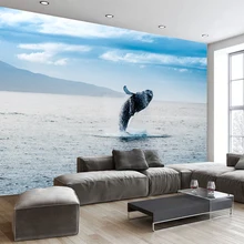 Пользовательские любые размеры стерео Фото Обои фреска космический океан киты для детского сада гостиной задний план стикер стены YBZ007