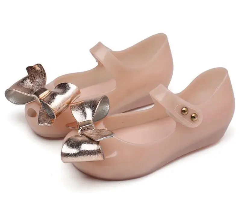 nude pink Многоярусная обувь с бантом новые летние детские силиконовые мини-сумки обувь с мягкой подошвой для принцесс с открытым носком для девочек детские сандалии - Цвет: nude pink