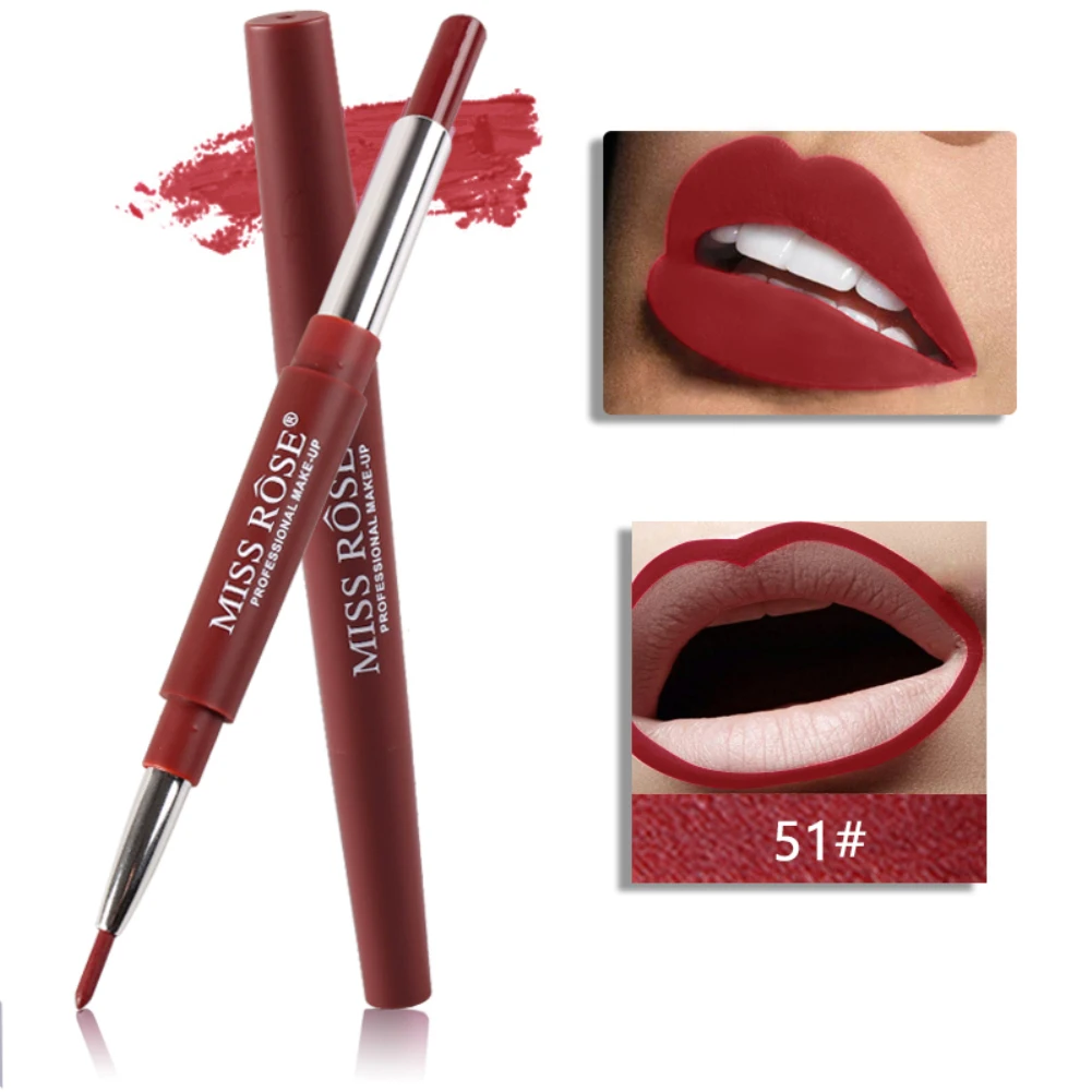 

Miss Rose 2 In 1 Lip Liner Pen Makeup Sexy Beauty Waterproof Double Head Matte Lipstick Pigment 30 Colors Lip Pencil TSLM2