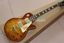 Musical instruments LP OEM 1959 R9 Tiger Flame Electric guitar luxury finished way with Chrome hardware