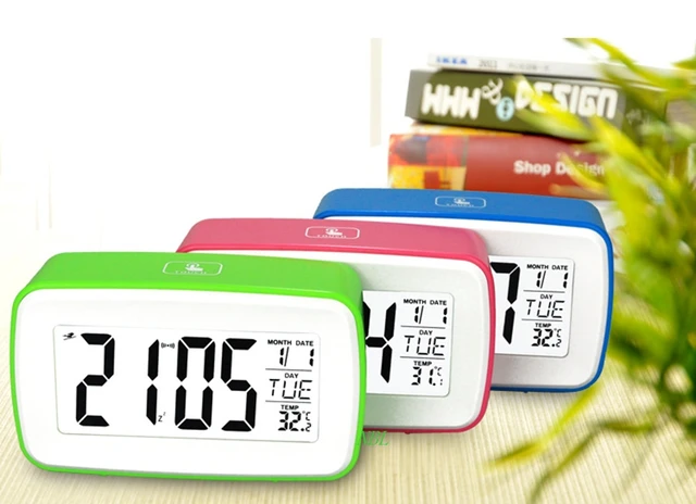$US $13.64  Large LCD Screen 8in1Smart Touch Sensing Luminous Digital Snooze Recording Voice Desk Alarm Clock W