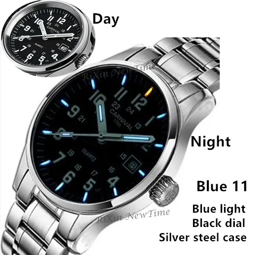 Тритий световой военных погружения спортивные водонепроницаемые 200м швейцарский кварцевые часы мужчин муёчины полный стали мода случайных часы люксовый бренд - Цвет: Blue 11 full steel