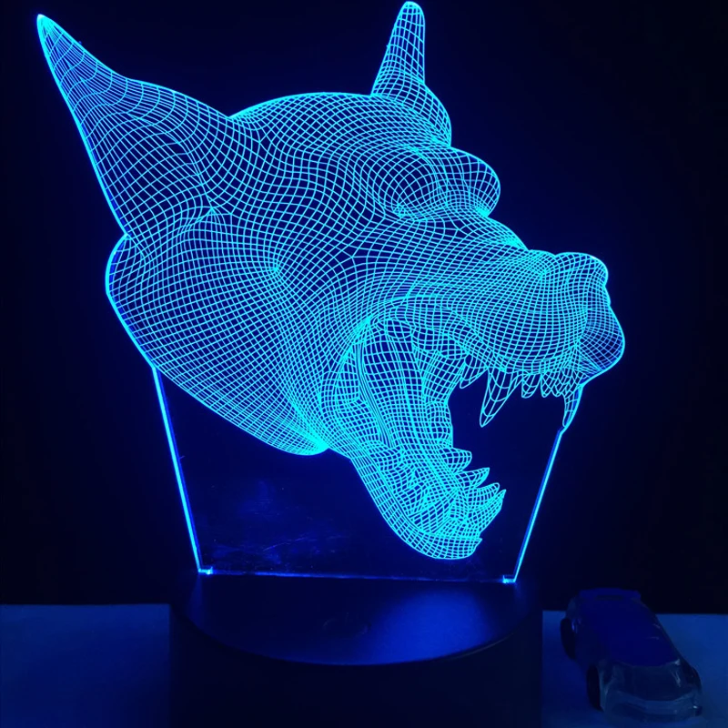 

2017 Animal Wolf Dog Head 3D LED Lamp RC USB Touch Remote RGB Controler Colorful Illusion Night Light Props Lampara Decorative