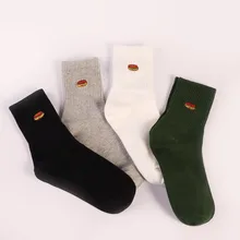 Милые хлопковые носки с вышивкой в виде гамбургера; теплые удобные дышащие женские повседневные короткие носки