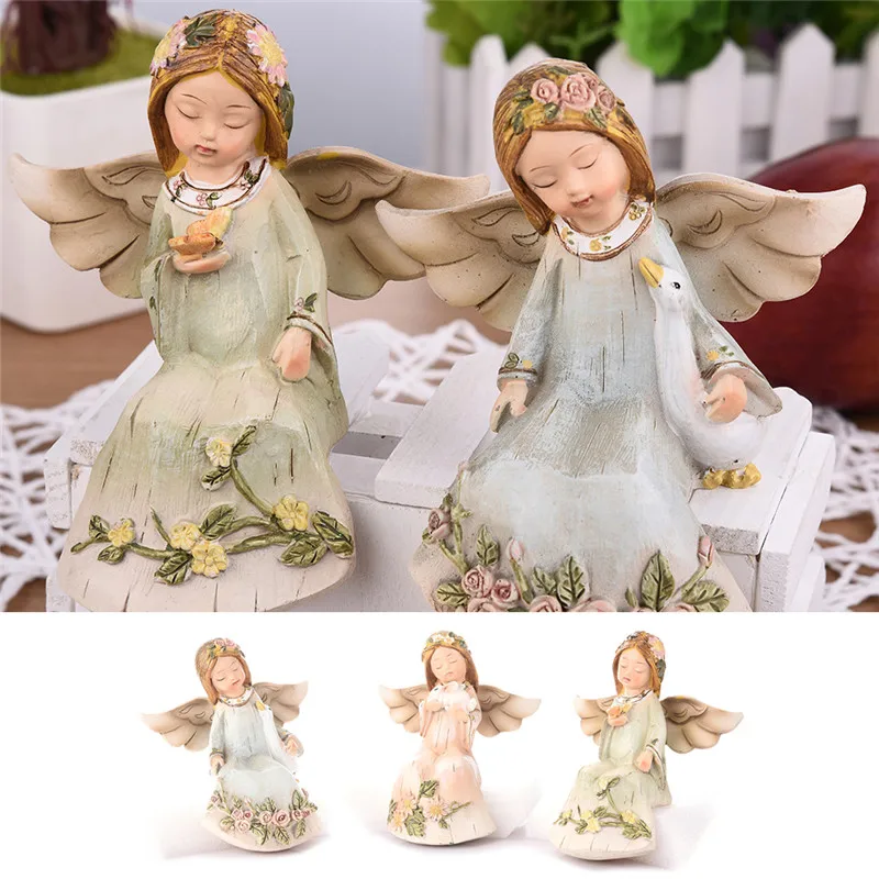 

New! Beautiful Creative Gifts Resin Angel Ornaments Crafts Artificial Miniature Flower Fairy Figurines Wedding Home decoration