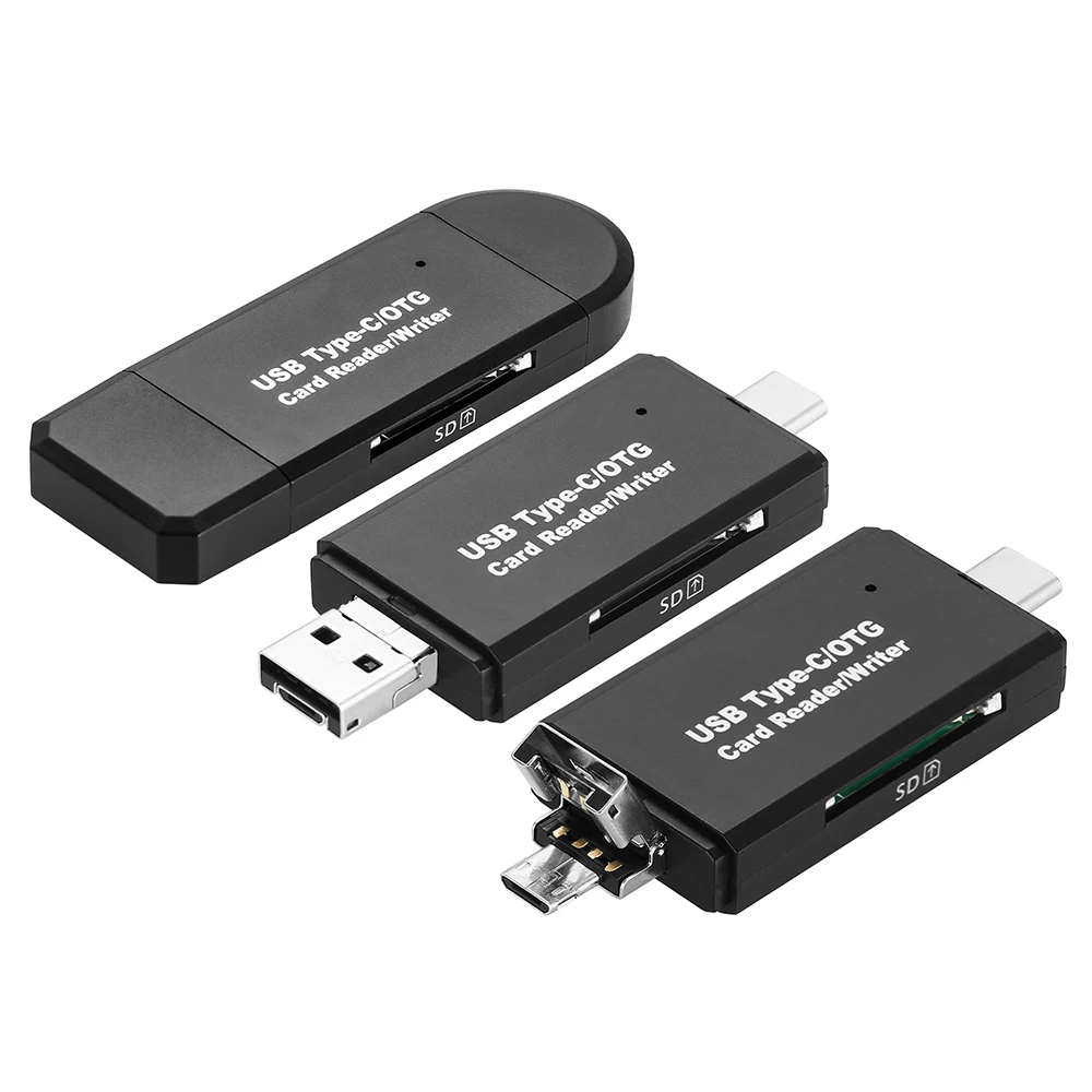 Тип C и Micro USB OTG карта адаптер 3 в 1 USB-C-ридер флэш-накопитель TF разъем для чтения для мобильного телефона ПК Mac компьютера