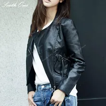 Женская черная кожаная куртка с кисточками на рукавах и карманом, короткая куртка из искусственной кожи в стиле панк, куртка для мотоциклистов, chaqueta leren damesjas casaco