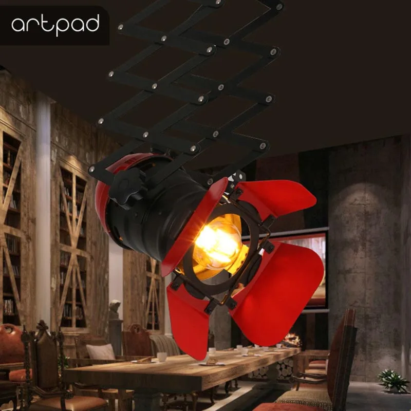 Artpad Черный Красный Регулируемый промышленный подвесной светильник офисные бар