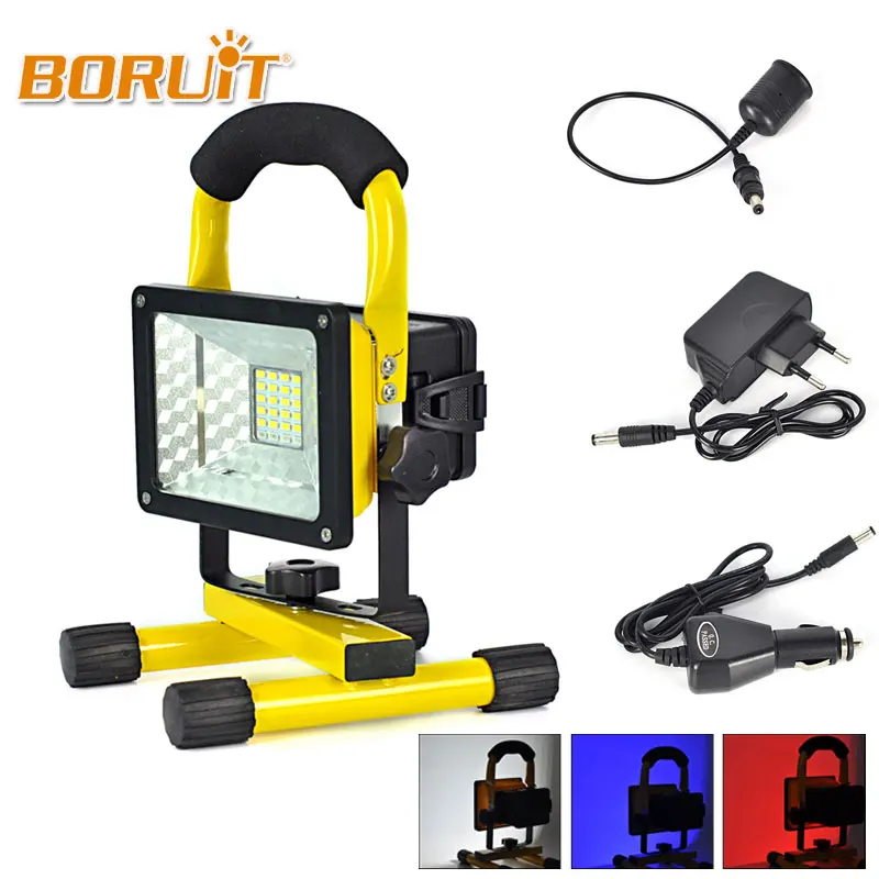 

BORUIT 10W 24 LED Flood Light Waterproof Spot Floodlight Pathway Garden Yard Camping Fishing USB Lamp Rechargeable Color lights