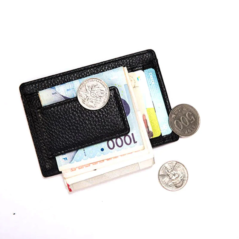 KUDIAN BEAR, минималистичный мужской кошелек из натуральной кожи с зажимом для денег, передний карман, магнитный зажим, тонкие кошельки, зажимы для денег HBID212 PM49
