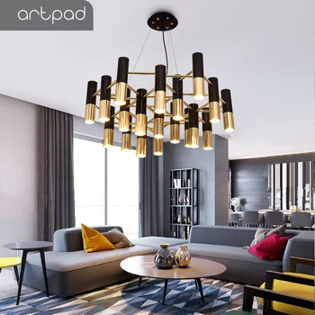 

Postmodern Luxury Golden Black Dimmable Chandelier Aluminium G9 Ceiling Hanglamp Led Dining room Living room Suspension Fixture