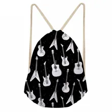 Модные музыкальные банкноты с гитарным узором для девочек и мальчиков, сумки на шнурке, большие сумки с мягкой спинкой, повседневные большие черные рюкзаки