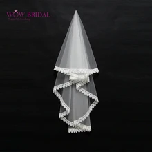 Wowbridal изящные невесты фата простой- предназначен рисунок вышивки аппликация из органзы длинные свадебные аксессуары
