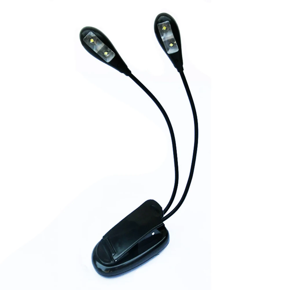 2 LEDs Flexible Book Sheet Music Stand Light Reading Light Student