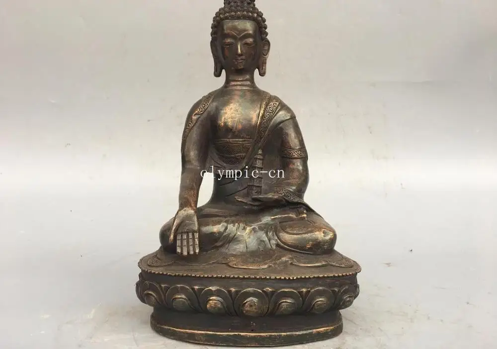 

11'' bronze copper folk temple fengshui worshipful Amitabha Sakyamuni buddha