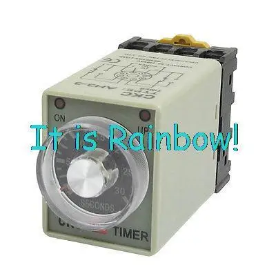 

Free Shipping 0-30 Sec 8 Pin Plastic Housing Delay Timer Time Relay AC 220V AH3-3 w Base