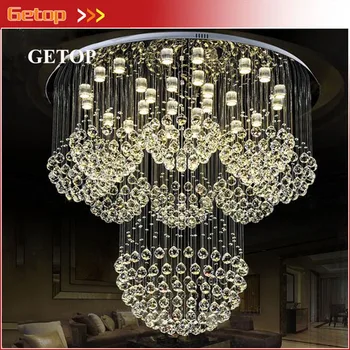 

Modern Luxury LED Circular Crystal Lights Hotel Engineering Lantern Crystal Light Duplex House Villa Living Room Big Chandelier