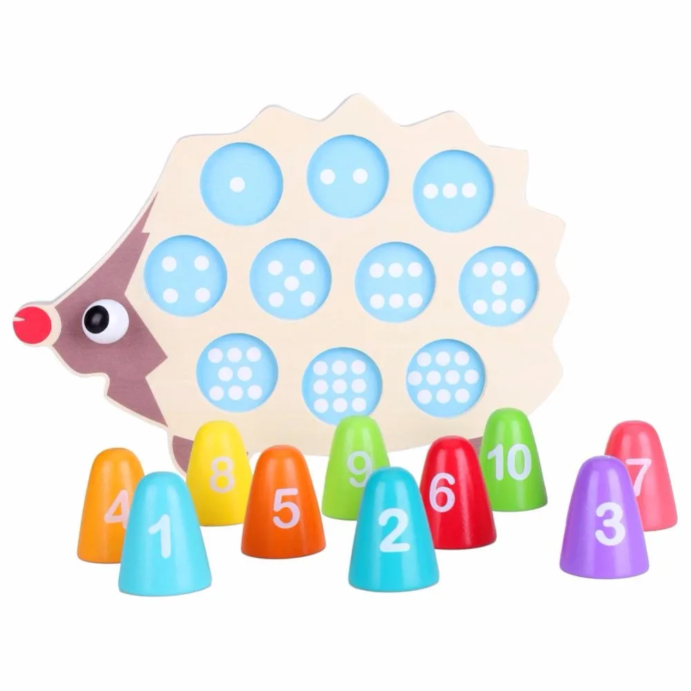 Educational Wooden Montessori Toys Math Toy Colorful Cartoon Hedgehog Matching Numerals Birthday Gifts For Kids | Игрушки и хобби