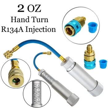 

New Oil & Dye Injector R134A 2-OZ Hand Turn Pump Oil Injection Car A/C Adapter
