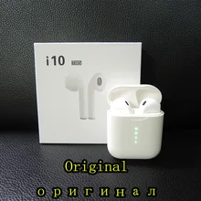 Оригинальные наушники i10 TWS bluetooth, мини беспроводные наушники с сенсорным управлением, наушники, встроенный микрофон, зарядная коробка PK i200 i60 i30 TWS