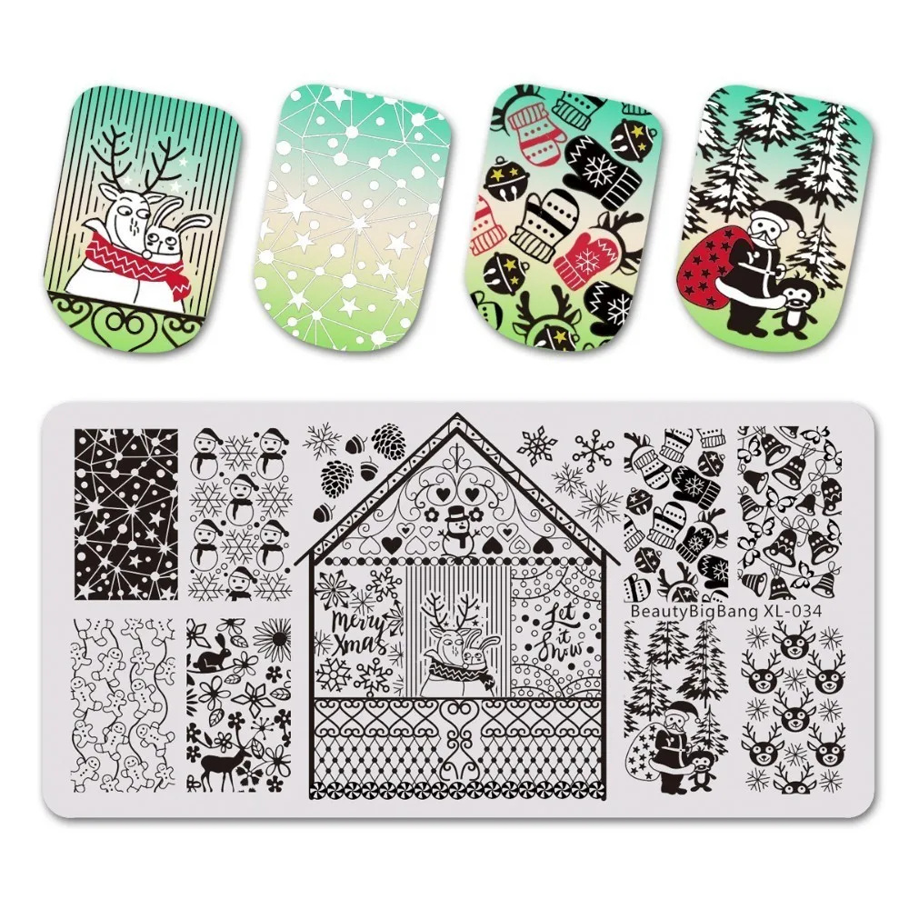 BeautyBigBang 6*12cm Rectangle Nail Stamping Plate Summer Flower Rose Leaves Image Plate Nail Template Nail Art Stencil - Цвет: 34