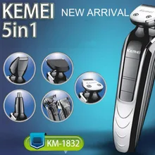 Kemei KM-1832 5 в 1 Водонепроницаемая перезаряжаемая электробритва Резак Электрический зажим для носа триммер для волос Машинка для стрижки волос
