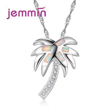 

Fine Quality Unique Palm Tree Necklaces For Women With Rhinstone 925 Sterling Silver Pendant Necklace Valentine's Day
