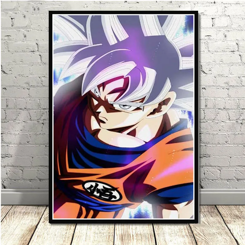 Горячий Dragon Ball Z Super Goku Ultra Instinct masted аниме плакат и печатная графика настенная художественная живопись картины для комнаты домашний декор - Цвет: Светло-серый