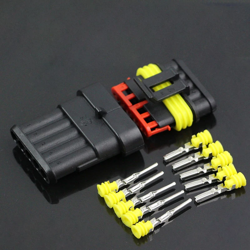 10 Set 5 Pin Waterproof Automotive Connector AMP Cable Wire Socket for Car HID | Обустройство дома