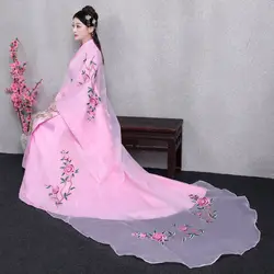 Женское платье в народном стиле с длинным шлейфом, костюм для китайского традиционного танца, женские костюмы ханьфу, одежда принцессы для