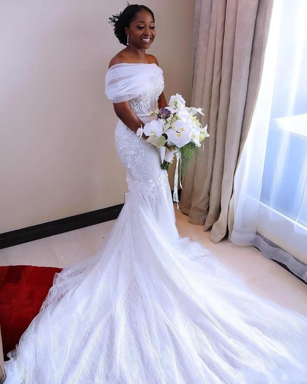 Скромные Африканские свадебные платья русалки кружевное свадебное платье Черное женское платье для девочек свадебное платье ручной работы