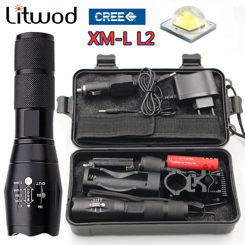 

Litwod Z35A100 Hunting light LED Flashlight Torch XM-L L2 5000lm zoom Tactical Flashlight lantern portable light Remote Switch