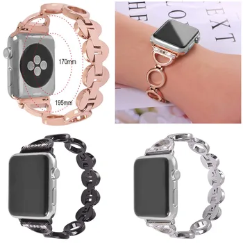 

Stainless Steel Strap for Apple Watch Band Diamond 38/40mm 42/44mm Smart Watch Circle Metal Band for iWatch Series 5 4 3 2 1