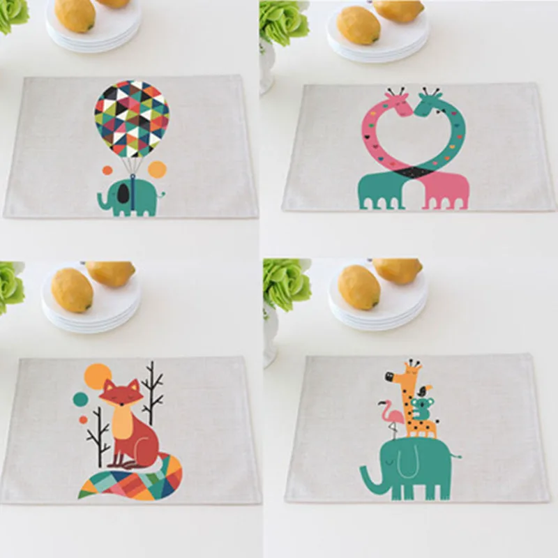 

Coasters Cotton Linen printed Table Insulation Pad Waterproof oil Resistant Table Placemats Coffee Table Mat