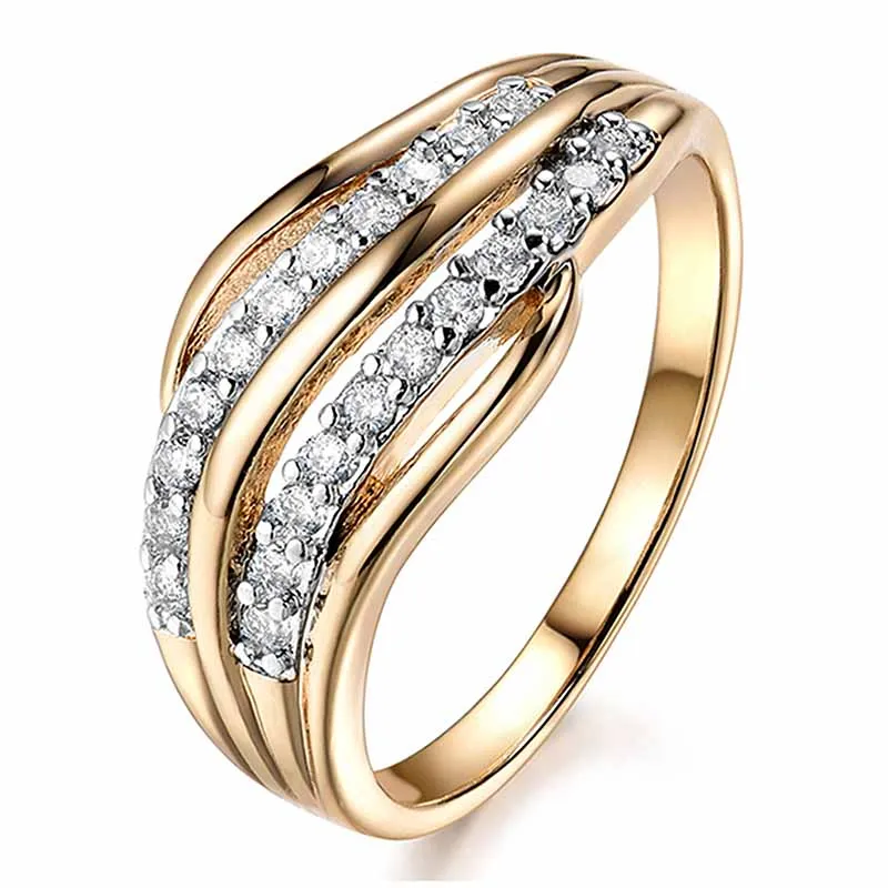 

High Quality Rings 1PC Size 6/7/8/9/10 Rose Golden Girls Wedding Love Bride Gifts Hot Sale Women Unique Crystal Cute