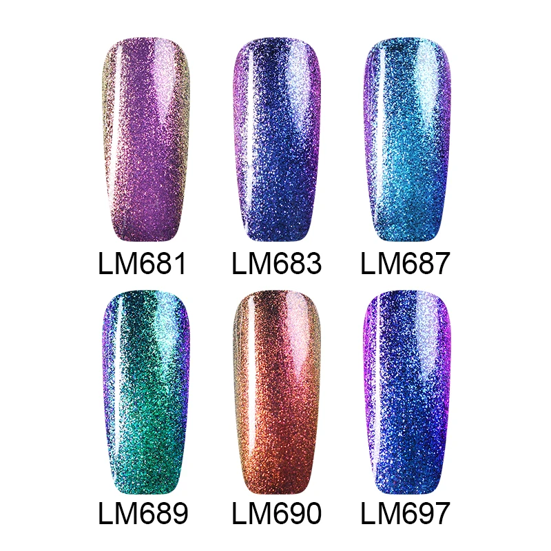 LEMOOC 8 مللي الحرباء هلام مسمار البولندية نقع معطلة جل UV الورنيش بريق الترتر مانيكير مسمار الفن هلام البولندية الأسود تحتاج أساس