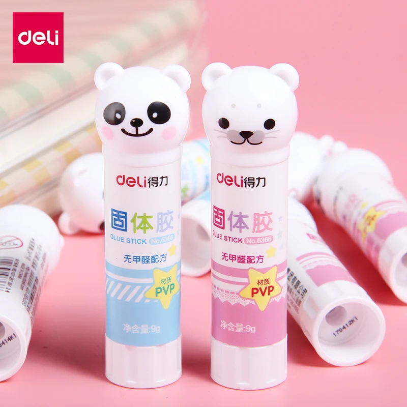 

8Pcs Cute Little Panda Cartoon Animals PVP Solid Glue Stick High Adhesive Formaldehyde Free Safety For Students Deli 6366