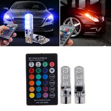 Стильный автомобильный светодиодный светильник t10 6 SMD 5050 RGB W5W, 2 шт., цветной, светодиодный, мигающий, стробоскопический, кремниевый, новинка