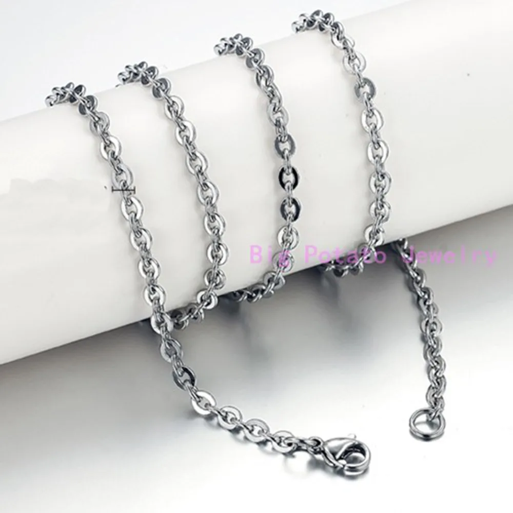Width 1.6Mm//2Mm//2.4Mm//3Mm//4Mm//5Mm Stainless Steel Rolo Chain Link Necklace Chain 4mm Width 10 inches or 25cm