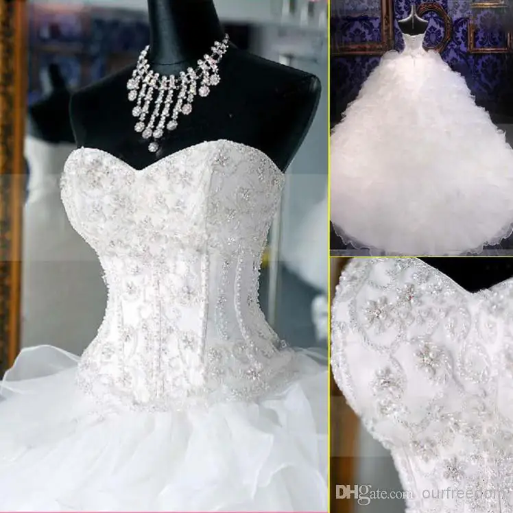 2014 New Bling Crystal Wedding Dress Long Flowy Wedding Dresses A