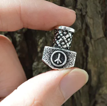 

1pc High Quality Weight Viking Runes Hammer Beads for Bracelets for Pendant Necklace DIY for Beard Hair Beads C48-5