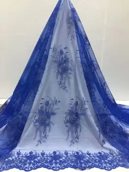 

Hot Sale Velvet Lace Fabric with 3 d flowers Latest Nigerian Guipure Lace Material African Tulle Lace Fabric for Party Dress