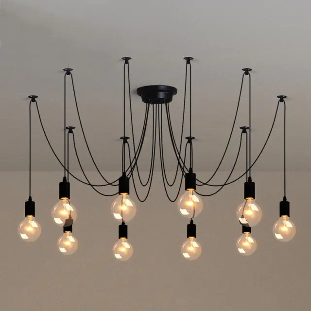 Low Cost 6/8 Heads Vintage Industrial Ceiling Lamp Simple structure Edison Light Chandelier Pendant Lighting with bulbs for coffee shop Low Cost 6/8 Heads Vintage Industrial Ceiling Lamp Simple structure Edison Light Chandelier Pendant Lighting with bulbs for coffee shop