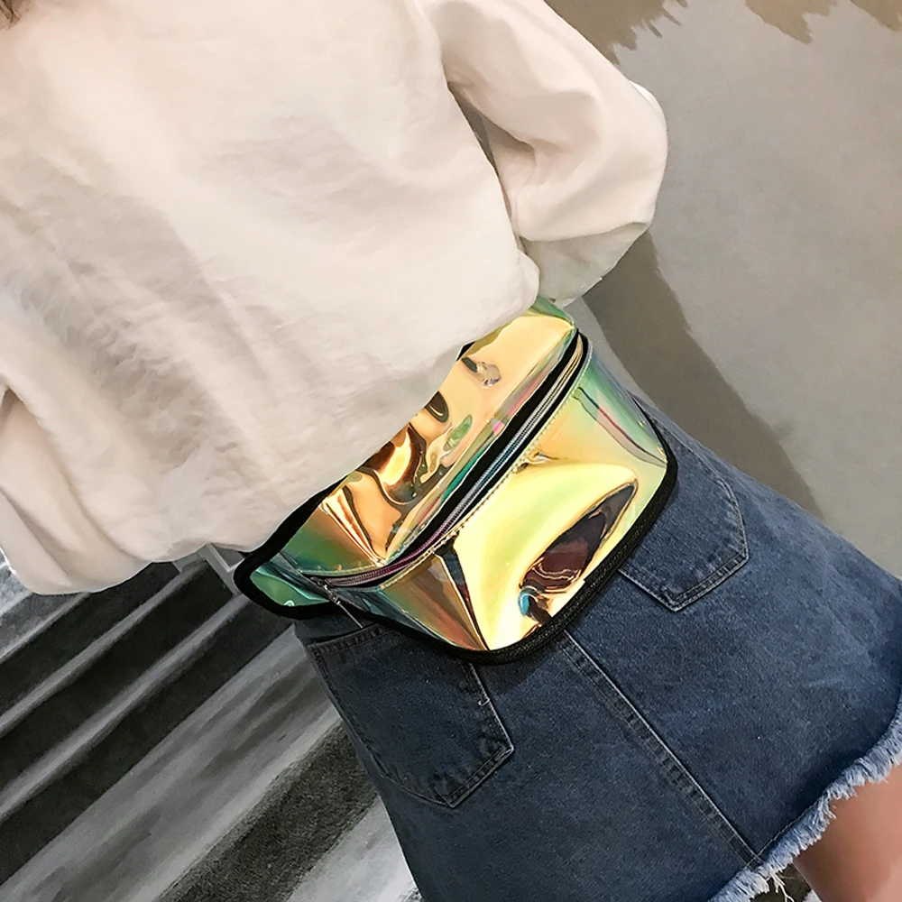 Для женщин Путешествия талии Fanny Pack деньги ремень кошелек Блеск Многоцветный Бум Сумка