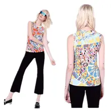 Женская Новая Англия ветер цвет печати топы без рукавов стрейч вязать Ice Шелковый темперамент женская футболка Z-1-272