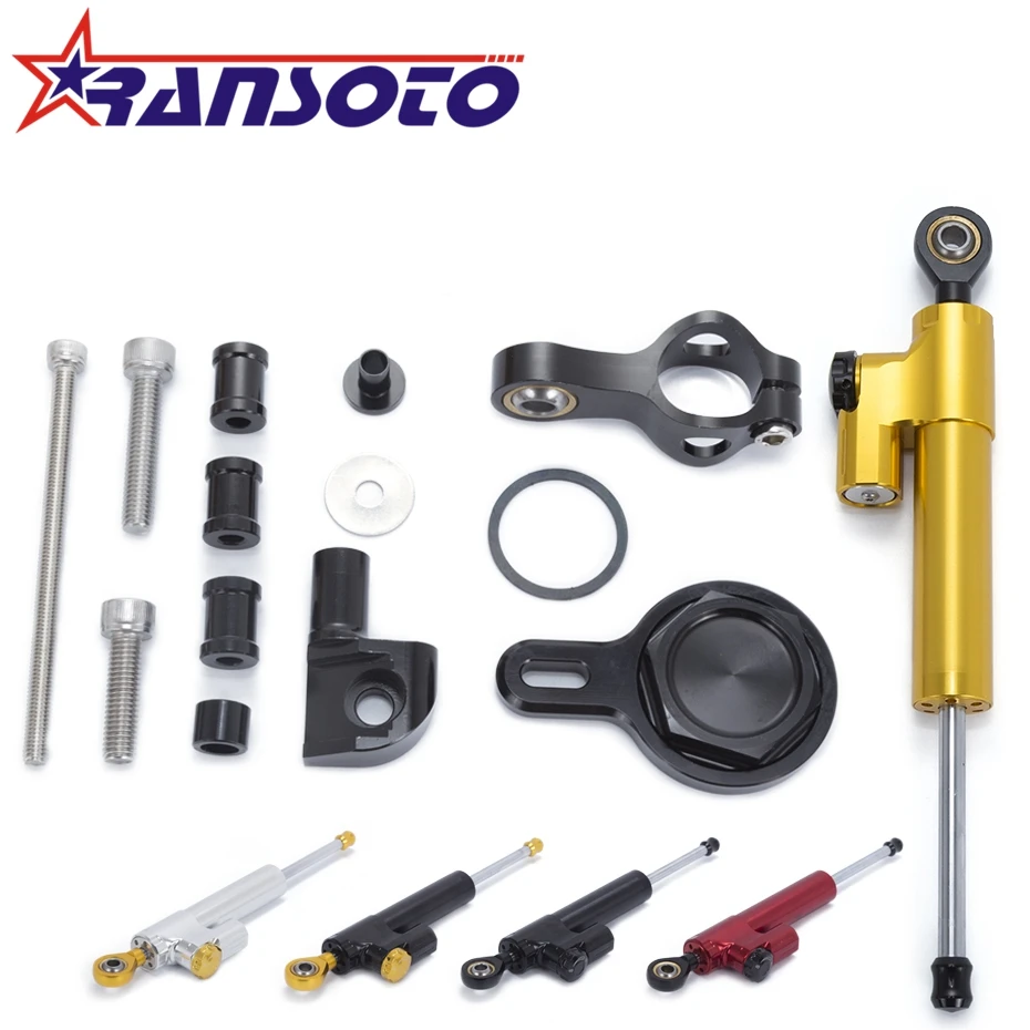 

RANSOTO Motorcycle CNC Adjustable Steering Damper Reversed Safety Control with Bracket for YAMAHA R1 1998-2001