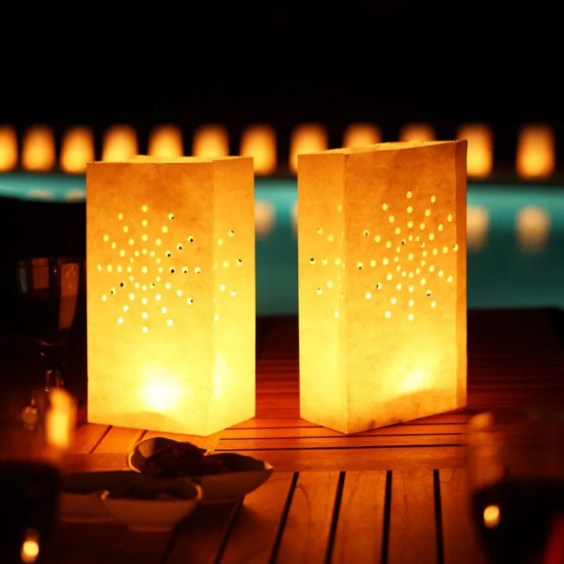 50 pcs/lot White Luminary Bag Tea light Bag Paper Lantern Bag Candle